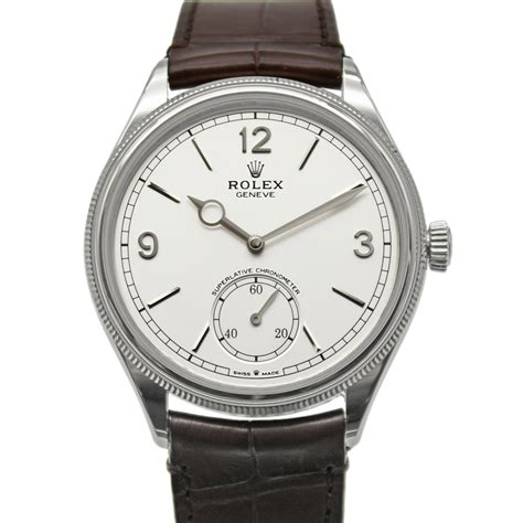 rolex perpetual 39mm white leather|Rolex 1908 watch.